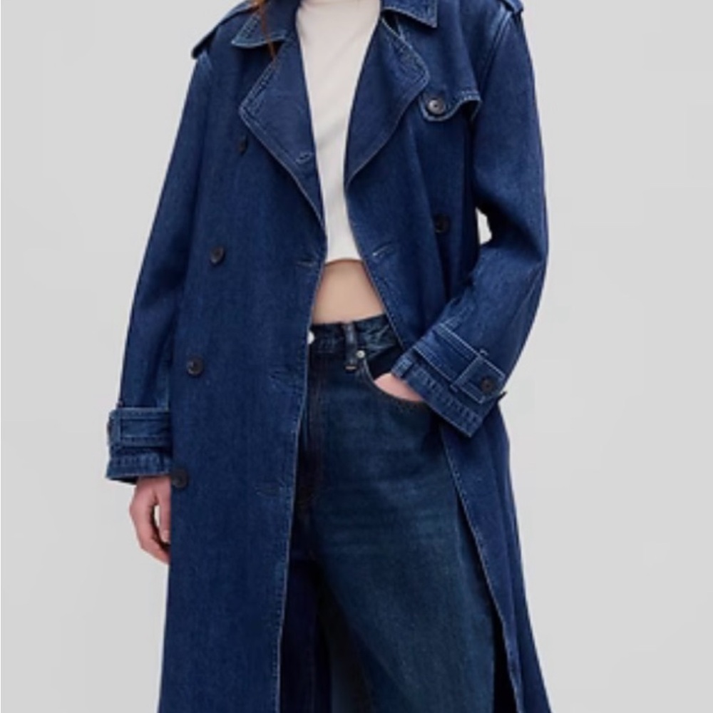 GAP Women's Dark Blue Denim Trench Coat NWOT